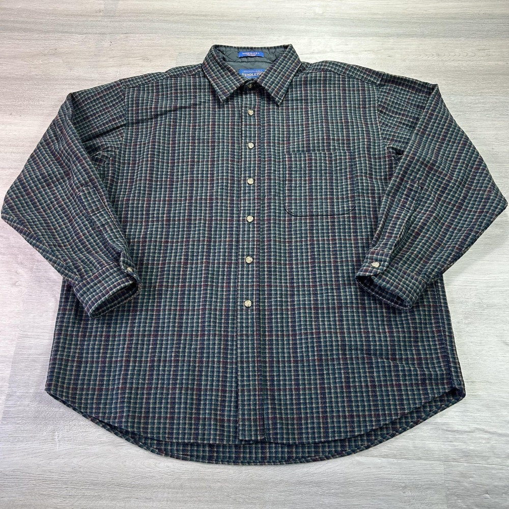 Pendleton Dark Green Plaid Button-Down Shirt